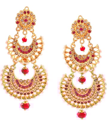 Jewar Mandi - Red Danglers Earrings ( Pack of 1 )