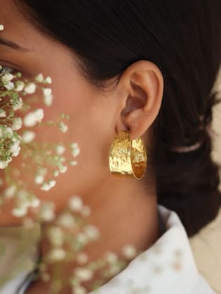 Textured Big Brass Hoops
