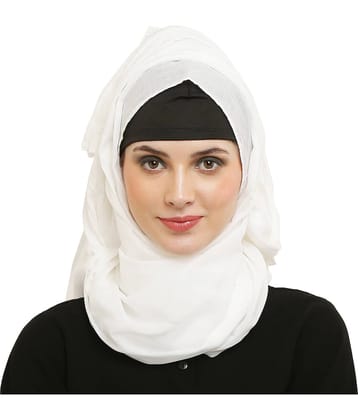 Evelia White Cotton Stitched Hijab - Single
