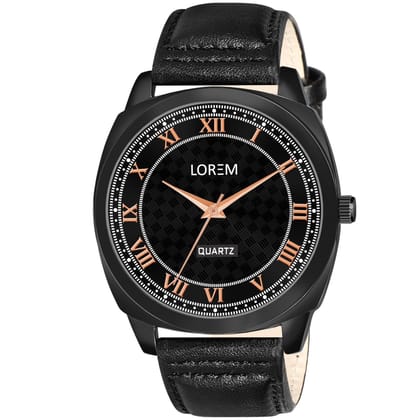 LOREM Black Cubic Designer Printed Dial Analog Watch for Men LR87-UF