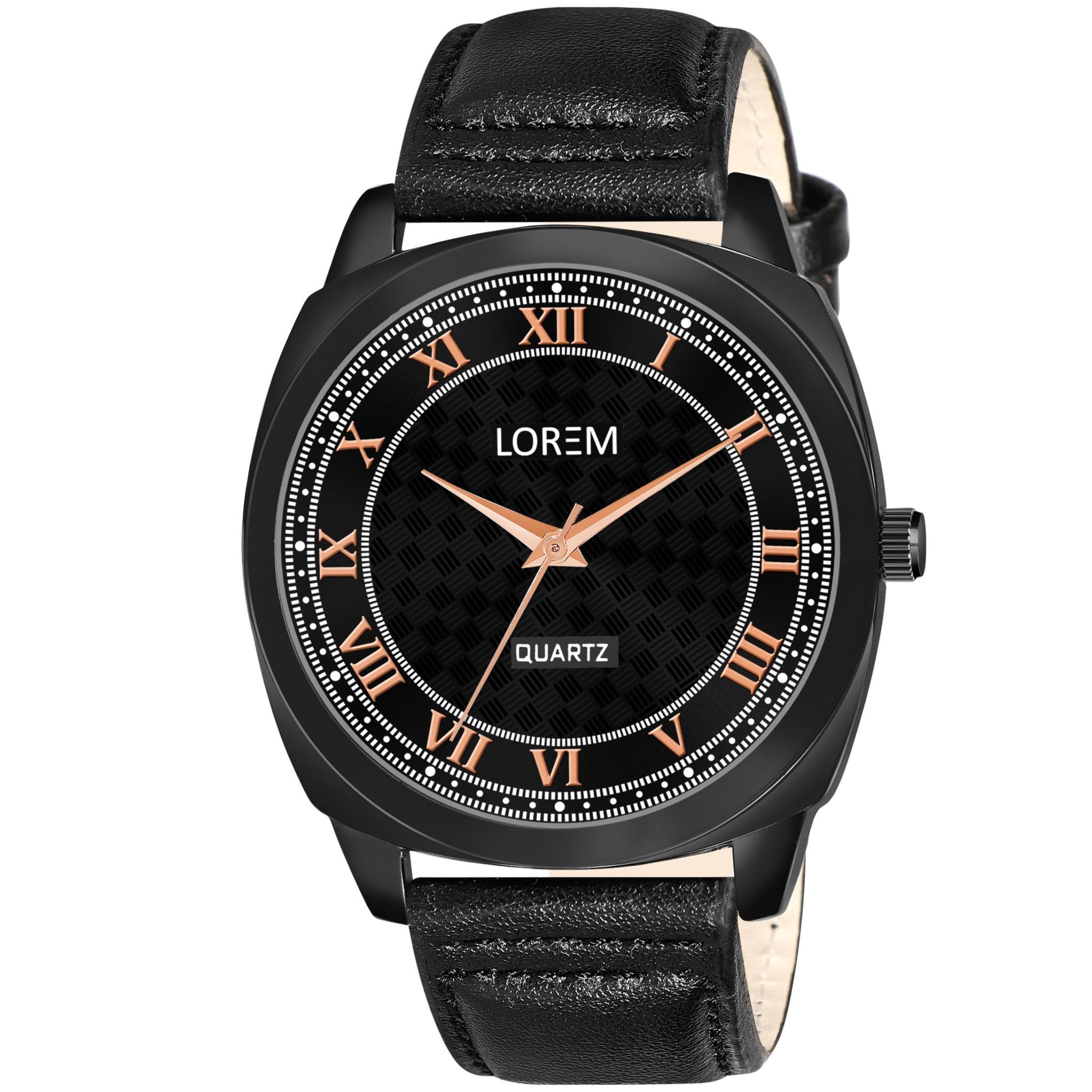 LOREM Black Cubic Designer Printed Dial Analog Watch for Men LR87-UF