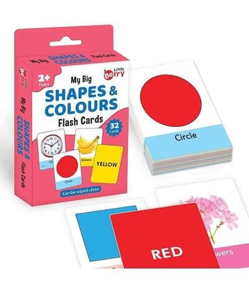 Little Berry Big Flash Cards for Kids: Shapes & Colours | 32 Double-sided Picture Cards, Durable & Water Resistant | Early Learning and Development Toy for Preschoolers & Toddlers 2-6 Years | Can Be Wiped & Cleaned