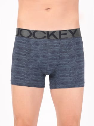 Men's Tactel Microfiber Elastane Stretch Printed Trunk with Moisture Move Treatment-IC30 (colors & print may vary)-XL / True Navy AOP
