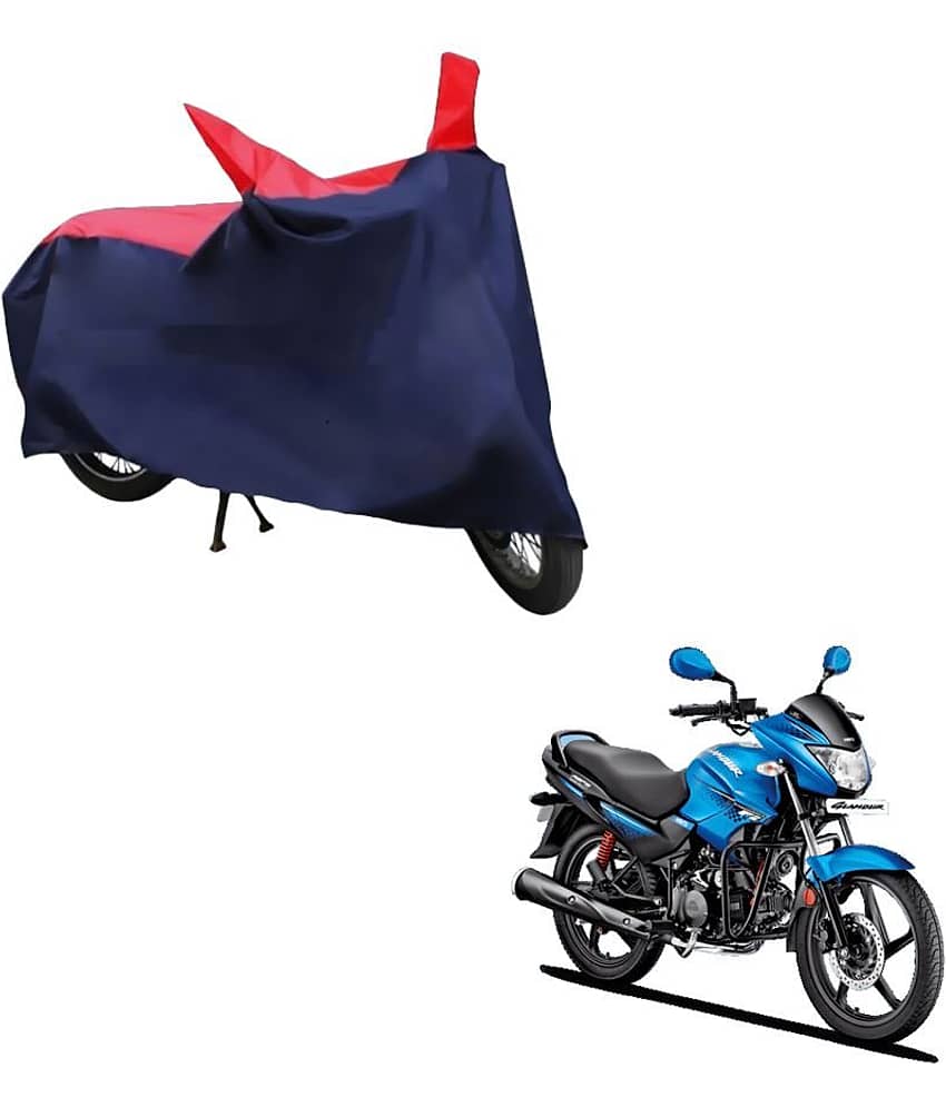AutoRetail Dust Proof Two Wheeler Polyster Cover for Hero Glamour Fi (Mirror Pocket, Red and Blue Color)