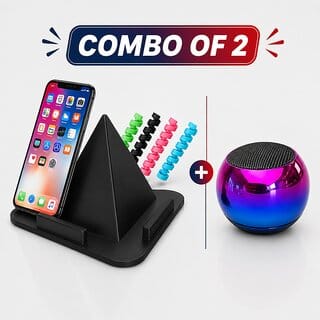 (Combo of 2) Phone Stand Cable Protector & iCall M4 Wireless Bluetooth Speaker 5W with Mic (Multicolor)
