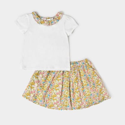 Cuddle White Top with Skirt Set-3-4 Y / White