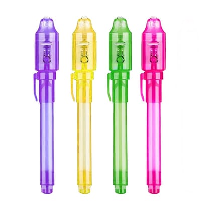 BREEPREE Invisible Ink Magic Pen with UV Light Set of 6 Random Colors Secret Message Pen