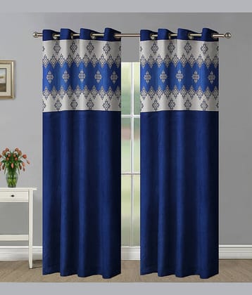 Home Candy Set of 2 Door Semi-Transparent Eyelet Polyester Blue Curtains ( 213 x 120 cm )