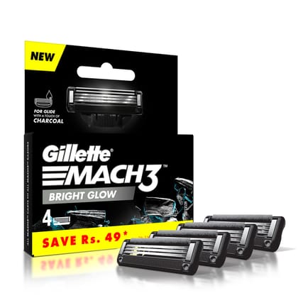 Gillette Mach3 Charcoal Shaving Razor Blades - 4s Pack(Cartridge)
