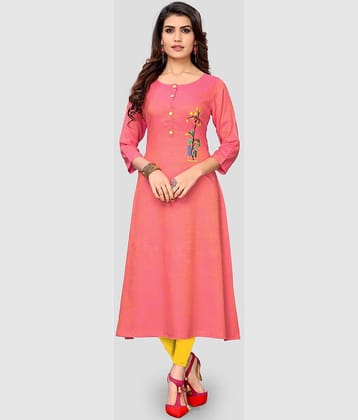 Vbuyz - Pink Rayon Women's A-line Kurti ( Pack of 1 )