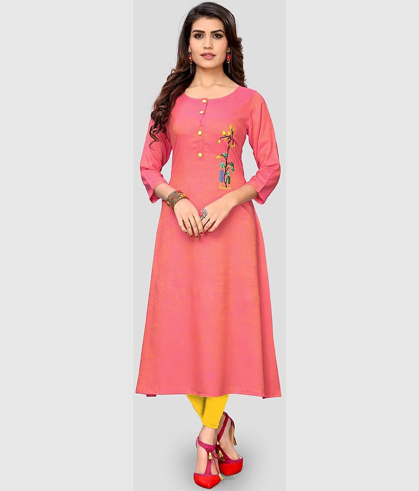 Vbuyz - Pink Rayon Women's A-line Kurti ( Pack of 1 )