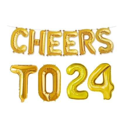Balloonistics Cheers to Twenty Four Foil Balloon Combo Number 24 Foil Balloon for Birthday and Anniversary