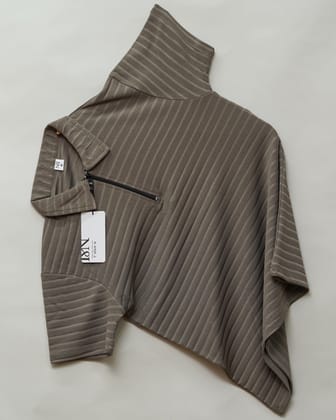 Kiwi | Jacquard Knit Textured | Polo Zipper T-Shirt-M