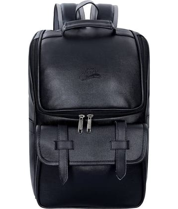 Leather World 22 Ltrs Black Leather College Bag