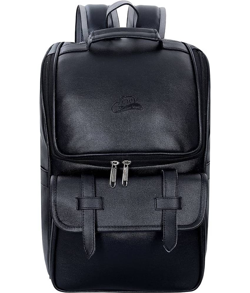 Leather World 22 Ltrs Black Leather College Bag