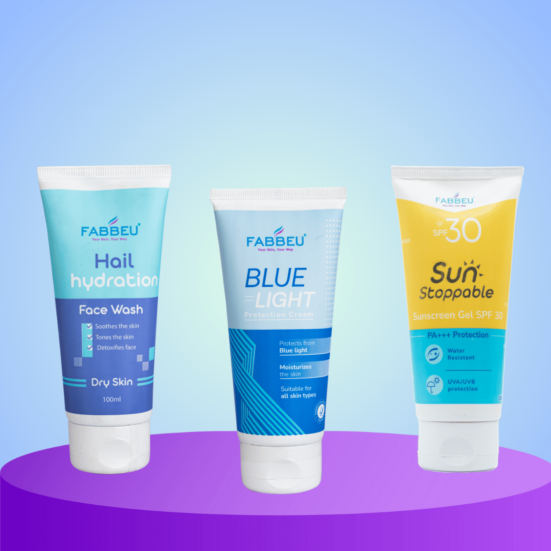 Combo of Hail Hydration Facewash + SPF 30 + Blue Light Cream
