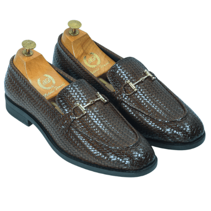 Italian Cut Textured Buckle Slipons (Coffee Brown)-EU 40 / UK 6 / Coffee Brown