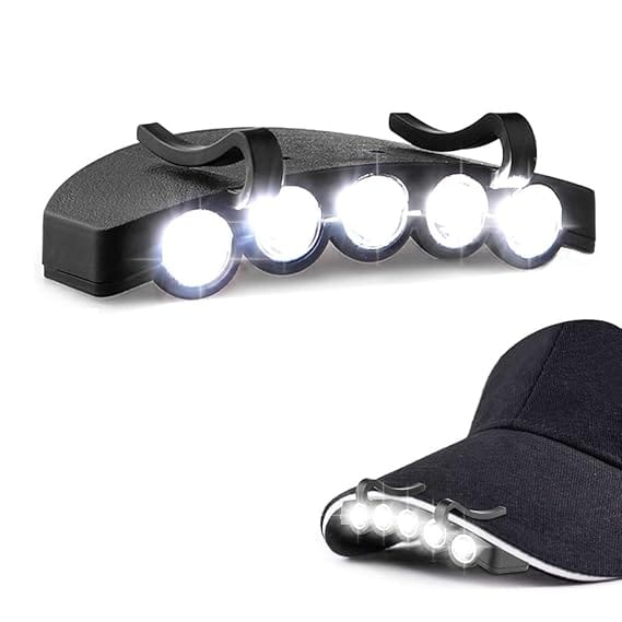 OWIKAR LED Cap Light, 5 LED Under the Brim Cap Hat Clip Lamp Headlight Headlamp for Hunting Fishing Hiking