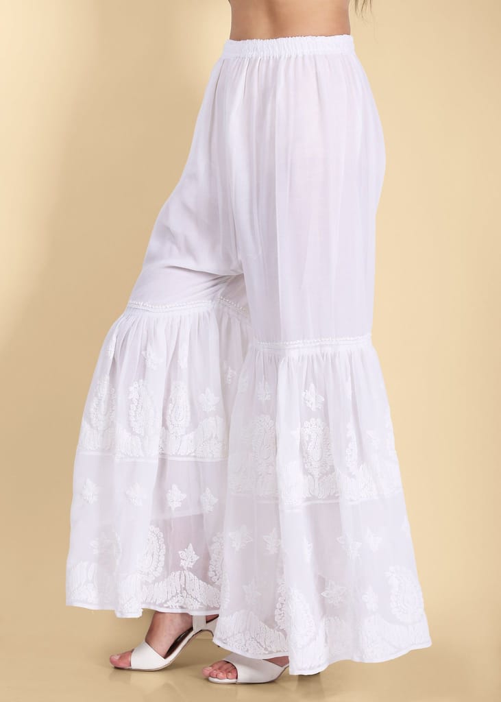 Roshan Hand Embroidered Georgette Flared Garara with Lining