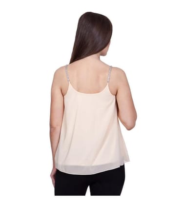 Women's Polyester Solid Shoulder Straps Regular Top (Beige, XL)-PID55860