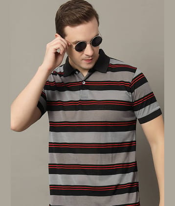 GET GOLF Pack of 1 Cotton Blend Regular Fit Self Design Half Sleeves Men's Polo T Shirt ( Black )