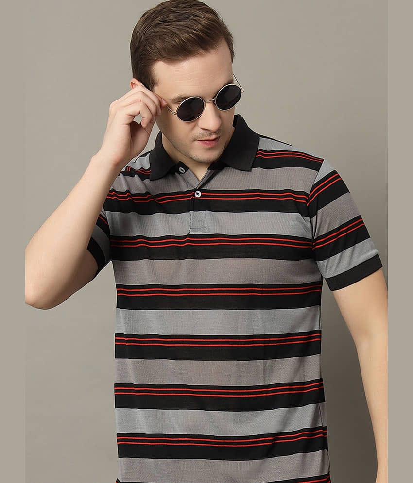 GET GOLF Pack of 1 Cotton Blend Regular Fit Self Design Half Sleeves Men's Polo T Shirt ( Black )