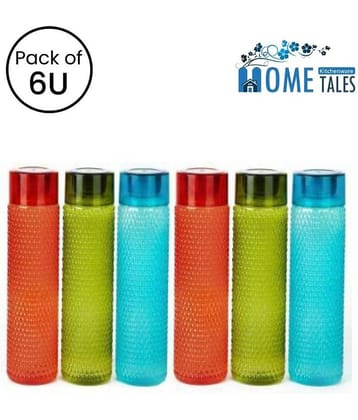 iview kitchenware PET School/College/Office Water Bottle Multicolour PET Fridge Water Bottle 1000 mL ( Set of 6 )