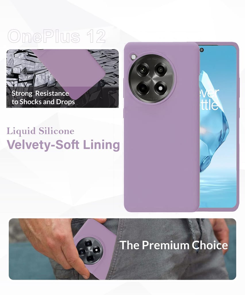 LIRAMARK Liquid Silicone Soft Back Cover Case for OnePlus 12 5G