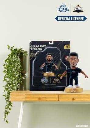 Chanak Cricket Icons Action Figure Sai Sudharsan Gujarat Titans Collectible Miniature Figurine, IPL Edition 360° Rotatable Head, GT Cricket Player for Fans & Kids, Perfect Gift & Collectors Pack
