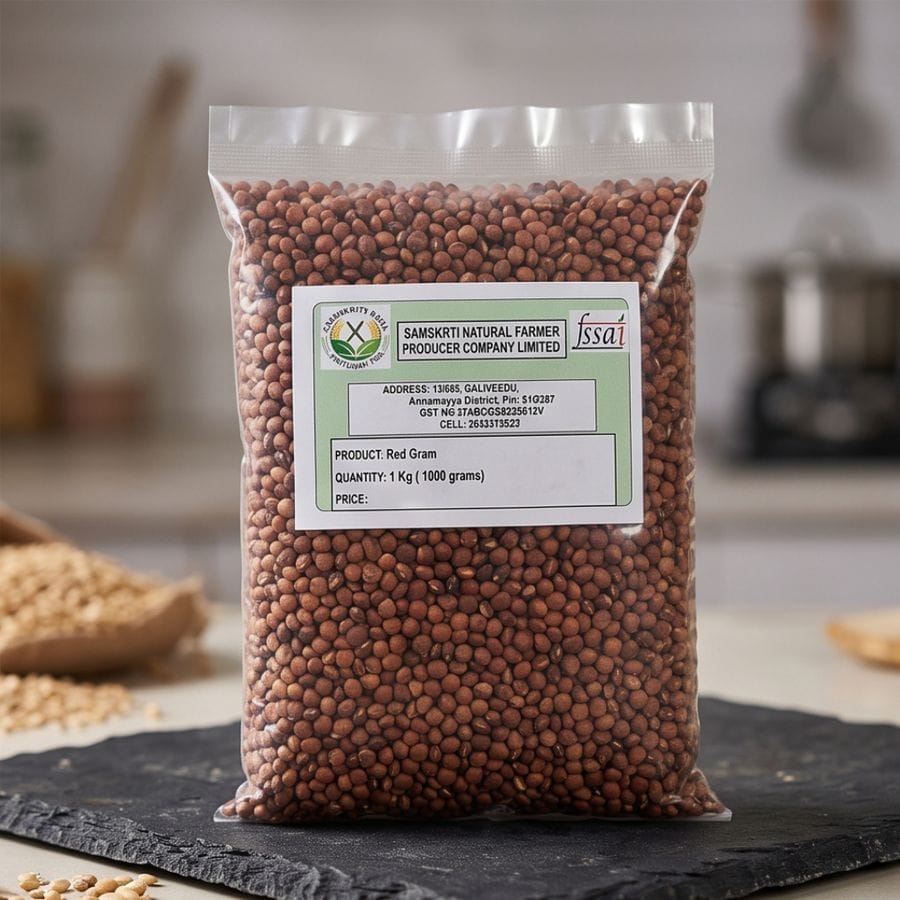 Red Gram - 1000 gm - One plastic pouch containing 1kg of Red Gram
