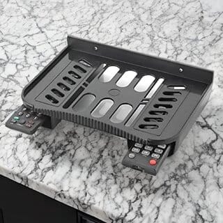 Wall Mount Remote Control Holder, Media Device Storage Shelf, Black