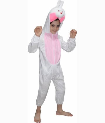 Kaku Fancy Dresses Rabbit Pet Animal Costume -White & Pink, 7-8 Years, For Boys & Girls