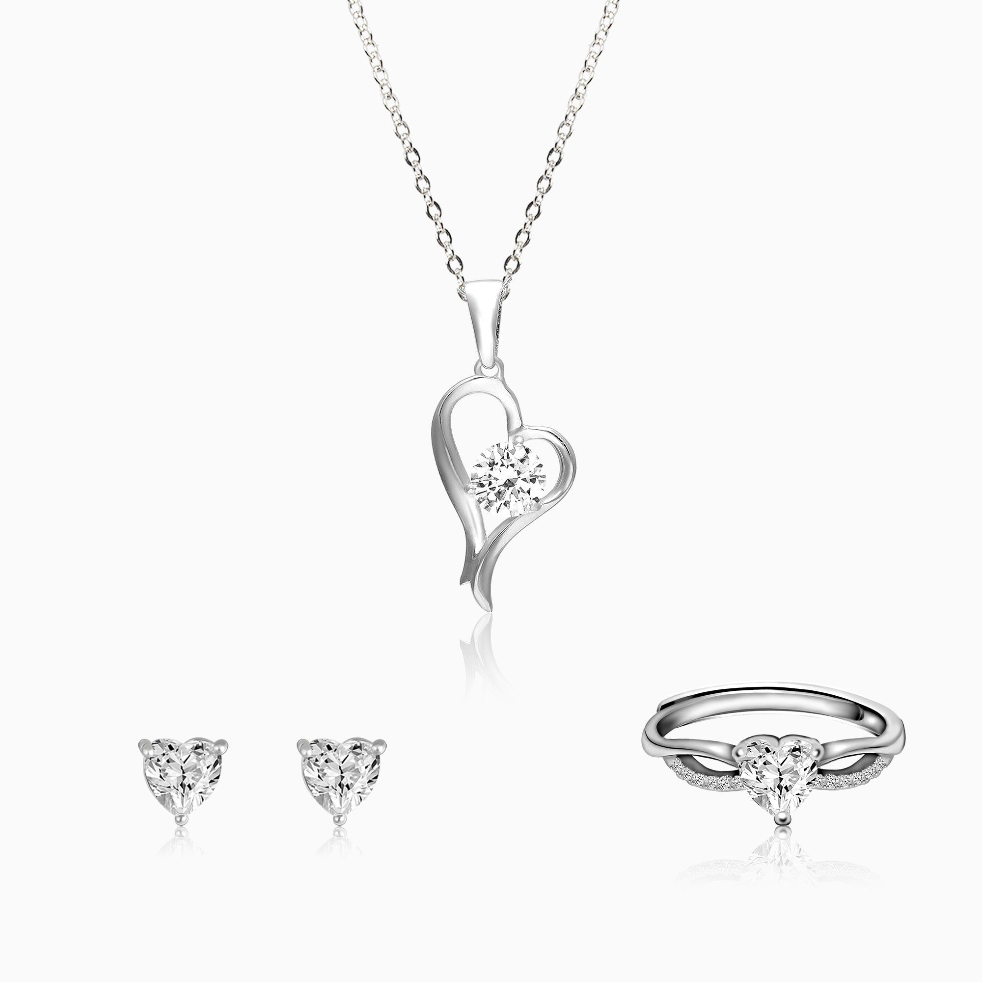 Silver Shape of Heart Set