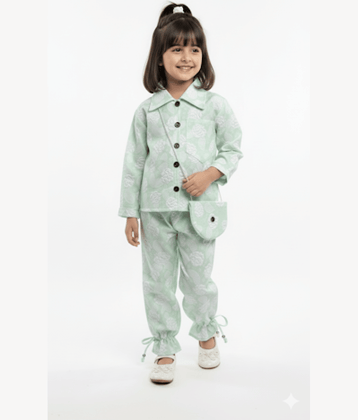 DS DRESSES Pack of 1 Girls Cotton Blend Shirt & Pant ( Green )