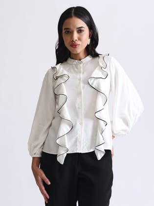 White Ruffled Shirt-XS