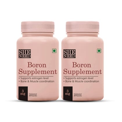 Sheneed Boron Supplement 3Mg for Bone,Muscle & Metabolism with Magnesium & Calcium (Pack of 2)