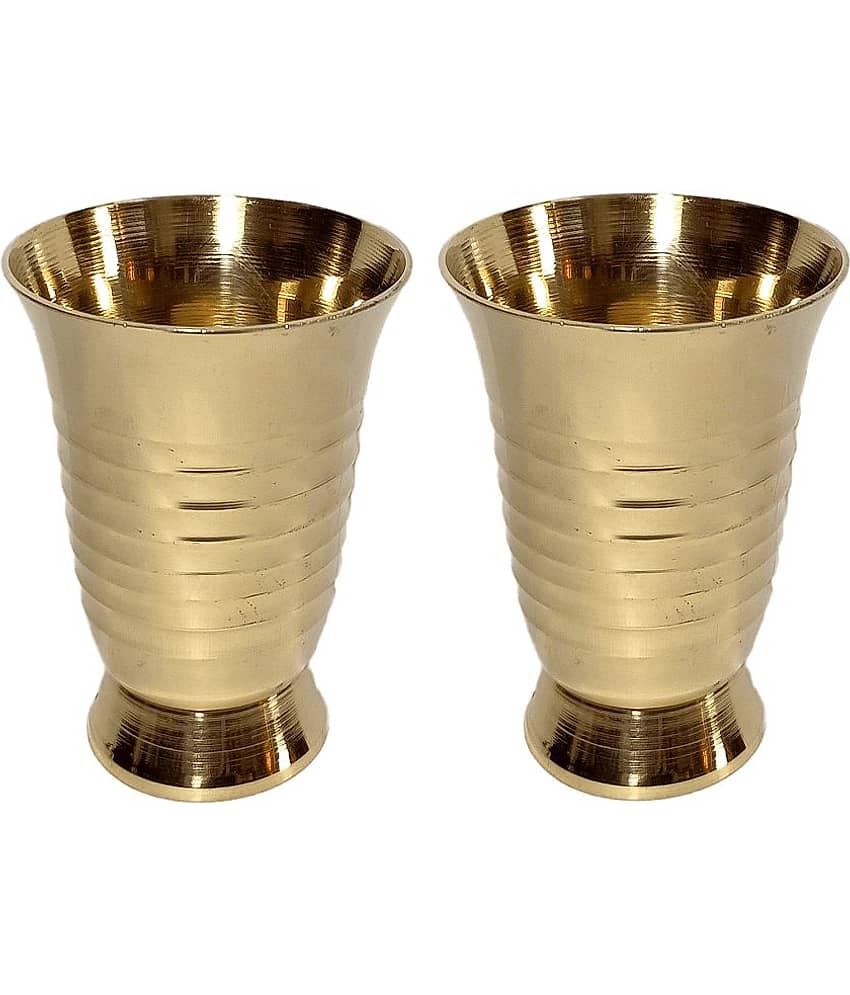A & H ENTERPRISES - Small Size Glassiya Brass Glasses 100 ml ( Pack of 2 )