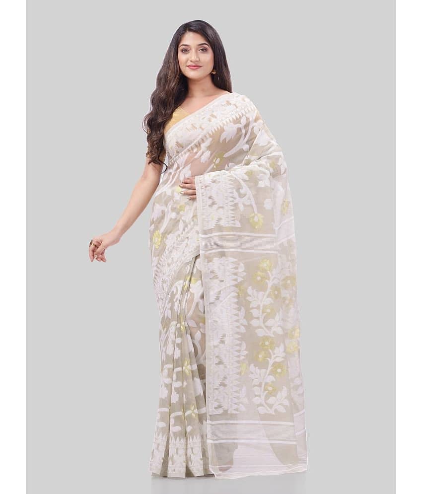 Desh Bidesh Cotton Woven Saree Without Blouse Piece ( Off White )