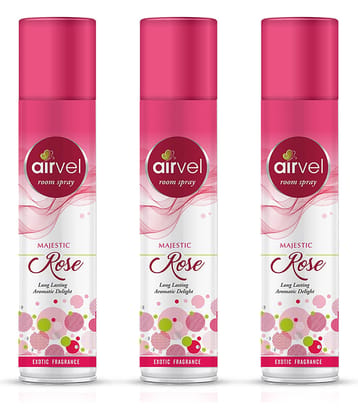 Airvel Rose Fragrance Room Spray Air Freshener for Home, Bathroom and Car 217ml ( Pack of 3 )
