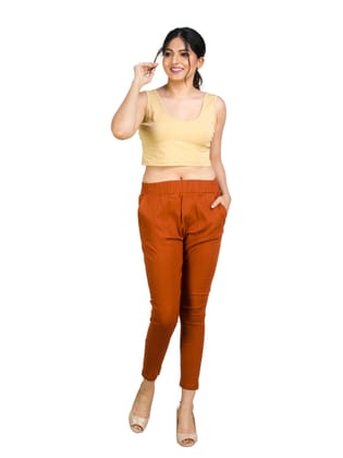 161RVT 4Cats Jumbo Size Trendy Straight Pants - Rust