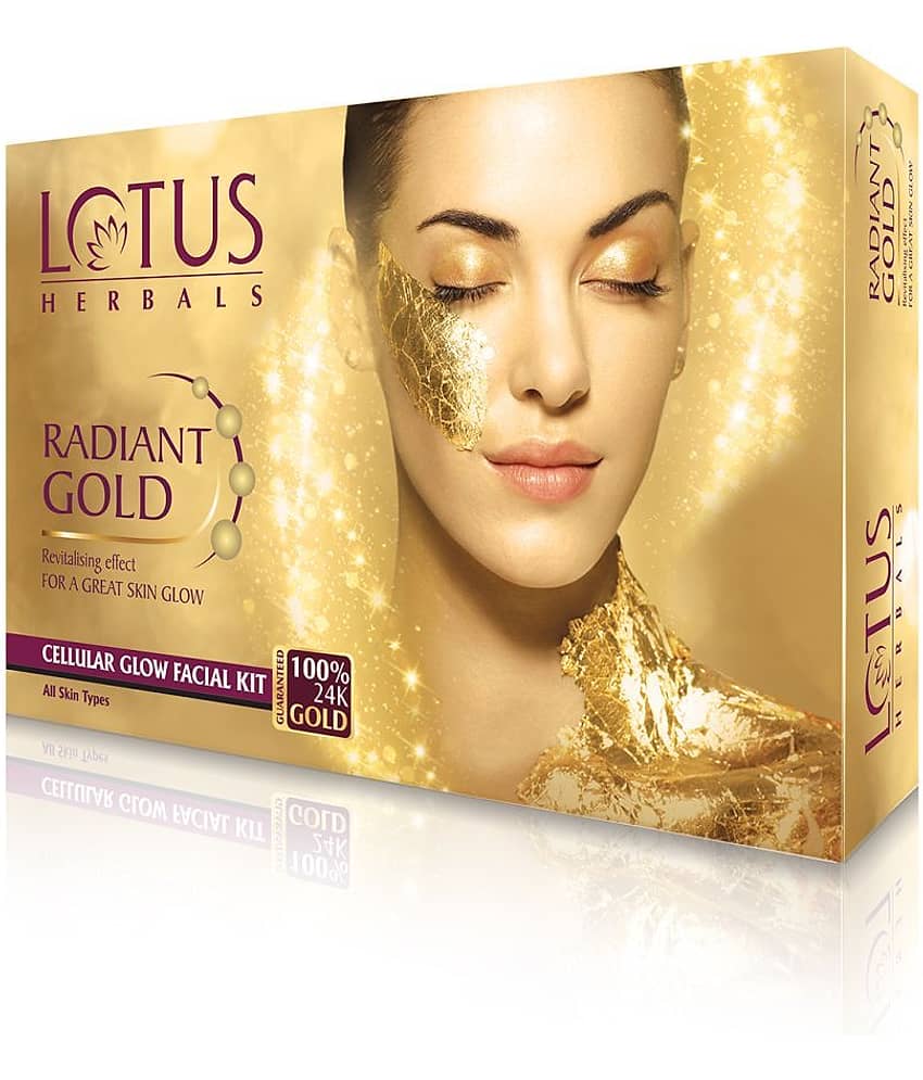 Lotus Herbals Radiant gold Cellular glow Facial Kit 4 In 1 With 24Kgold Leaves 4*37g
