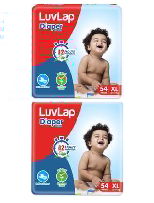 LuvLap Pant Style Baby Diapers, X-Large (XL), Pack of 2 (108 Count), For babies of Upto 12-17Kg with Aloe Vera Lotion for rash protection, with upto 12hr protection, Diapers