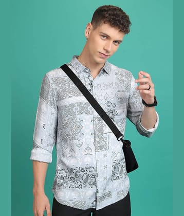 Ketch Viscose Slim Fit Printed Full Sleeves Men's Casual Shirt - Blue ( Pack of 1 )