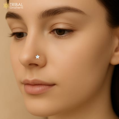 925 sterling silver star design nose pin u band tribal jewelry np66