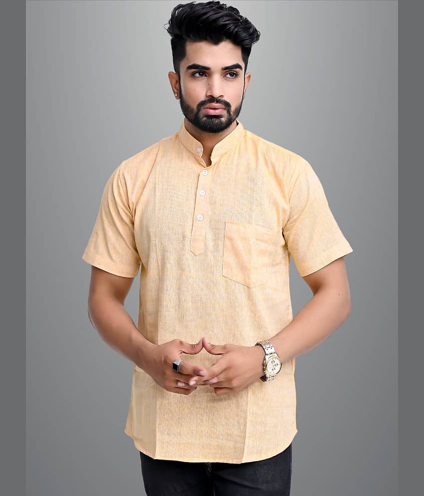QuaClo - Beige Cotton Blend Men's Regular Kurta ( Pack of 1 )
