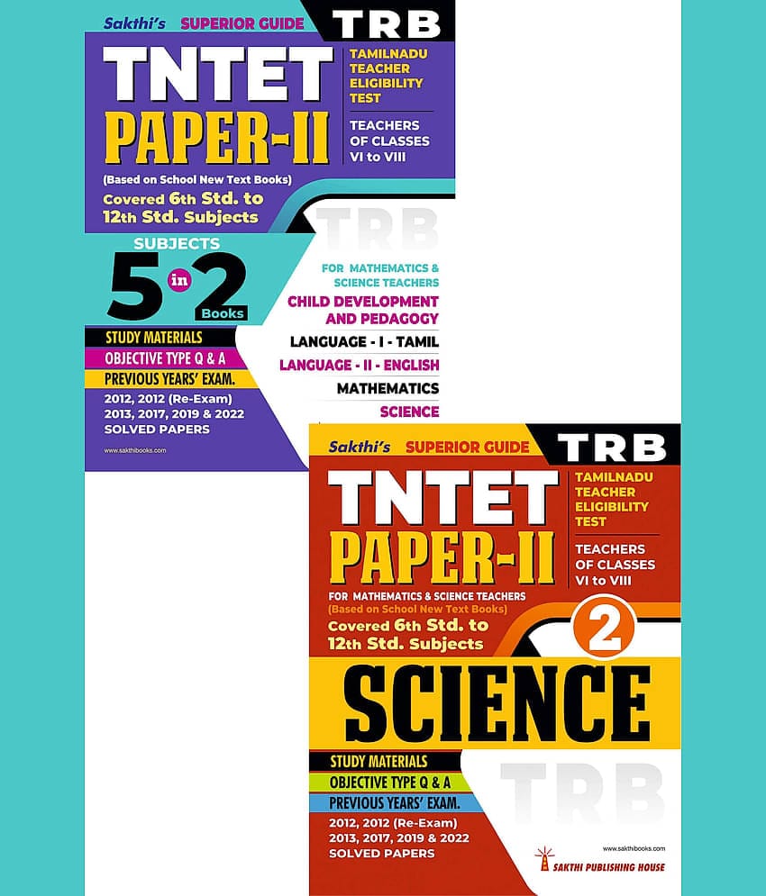 Tntet Paper II Mathematics & Science (5 in 2 Books) Based on School New Text Books (English)