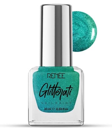 RENEE Glitterati Nail Paint - Gold Rush , Quick Drying, Glittery Finish, Long Lasting, 10ml