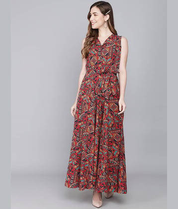 TOGZZ Women Crepe Printed Ethnic Dress ( Multi Color )