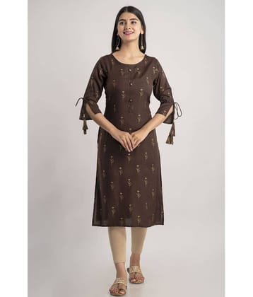 MAUKA - Brown Rayon Women's Straight Kurti ( Pack of 1 )