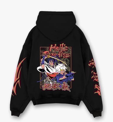 Hell's Paradise Designed Oversized Hoodie-S / Black